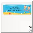 Under the Sea Asian Baby Girl Twins Snorkeling - Baby Shower Return Address Labels thumbnail