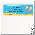 Under the Sea Asian Baby Girl Twins Snorkeling - Baby Shower Return Address Labels thumbnail