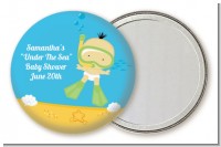 Under the Sea Asian Baby Snorkeling - Personalized Baby Shower Pocket Mirror Favors