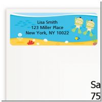 Under the Sea Asian Baby Twins Snorkeling - Baby Shower Return Address Labels