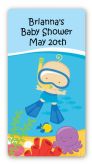 Under the Sea Baby Boy Snorkeling - Custom Rectangle Baby Shower Sticker/Labels