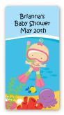 Under the Sea Baby Girl Snorkeling - Custom Rectangle Baby Shower Sticker/Labels