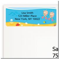 Under the Sea Baby Twin Girls Snorkeling - Baby Shower Return Address Labels