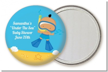 Under the Sea Hispanic Baby Boy Snorkeling - Personalized Baby Shower Pocket Mirror Favors