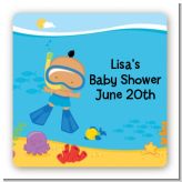 Under the Sea Hispanic Baby Boy Snorkeling - Square Personalized Baby Shower Sticker Labels