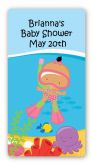 Under the Sea Hispanic Baby Girl Snorkeling - Custom Rectangle Baby Shower Sticker/Labels