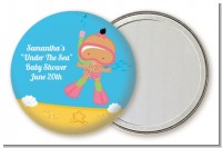Under the Sea Hispanic Baby Girl Snorkeling - Personalized Baby Shower Pocket Mirror Favors