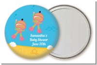 Under the Sea Hispanic Baby Girl Twins Snorkeling - Personalized Baby Shower Pocket Mirror Favors