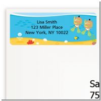 Under the Sea Hispanic Baby Twins Snorkeling - Baby Shower Return Address Labels