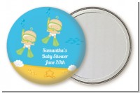 Under the Sea Twin Babies Snorkeling - Personalized Baby Shower Pocket Mirror Favors