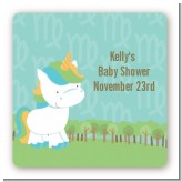 Unicorn | Virgo Horoscope - Square Personalized Baby Shower Sticker Labels