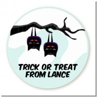 Upside Down Bats - Round Personalized Halloween Sticker Labels