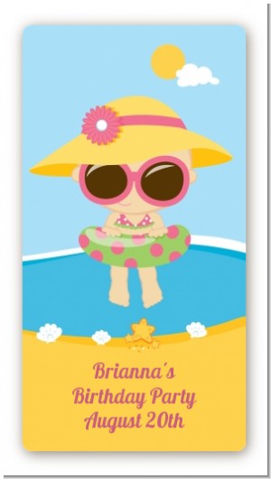 Beach Girl - Custom Rectangle Birthday Party Sticker/Labels