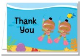 Under the Sea African American Baby Girl Twins Snorkeling - Baby Shower Thank You Cards