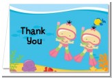 Under the Sea Asian Baby Girl Twins Snorkeling - Baby Shower Thank You Cards