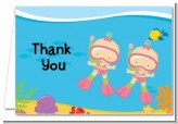 Under the Sea Baby Twin Girls Snorkeling - Baby Shower Thank You Cards