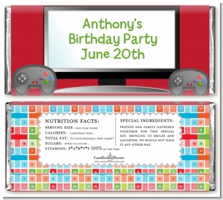 Video Game Time - Personalized Birthday Party Candy Bar Wrappers