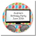 Video Game Time - Round Personalized Birthday Party Sticker Labels thumbnail