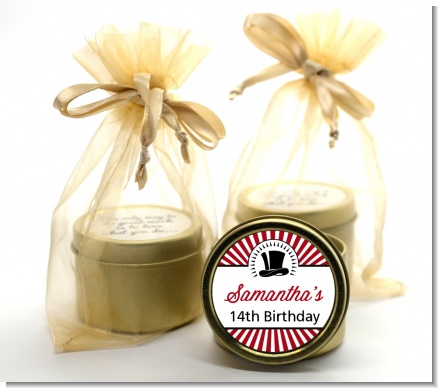 Vintage Magic - Birthday Party Gold Tin Candle Favors