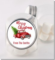 Vintage Red Truck - Personalized Christmas Candy Jar