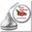 Vintage Red Truck - Hershey Kiss Christmas Sticker Labels thumbnail