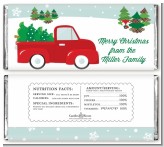 Vintage Red Truck With Tree - Personalized Christmas Candy Bar Wrappers