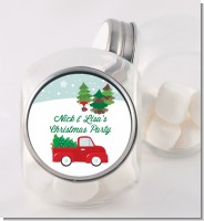 Vintage Red Truck With Tree - Personalized Christmas Candy Jar