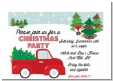 Vintage Red Truck With Tree - Christmas Petite Invitations