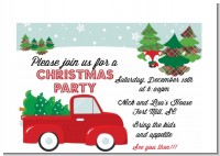 Vintage Red Truck With Tree - Christmas Petite Invitations