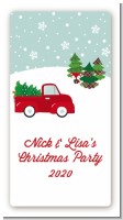 Vintage Red Truck With Tree - Custom Rectangle Christmas Sticker/Labels