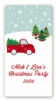 Vintage Red Truck With Tree - Custom Rectangle Christmas Sticker/Labels thumbnail