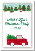 Vintage Red Truck With Tree - Custom Large Rectangle Christmas Sticker/Labels