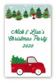 Vintage Red Truck With Tree - Custom Large Rectangle Christmas Sticker/Labels thumbnail