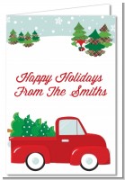 Vintage Red Truck With Tree - Christmas Thank You Cards