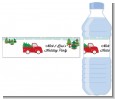Vintage Red Truck With Tree - Personalized Christmas Water Bottle Labels thumbnail