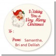 Vintage Santa - Round Personalized Christmas Sticker Labels thumbnail