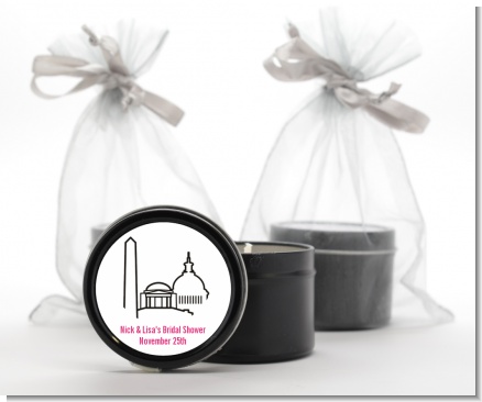 Washington DC Skyline - Bridal Shower Black Candle Tin Favors