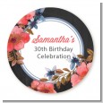 Watercolor Floral - Round Personalized Birthday Party Sticker Labels thumbnail