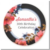 Watercolor Floral - Round Personalized Birthday Party Sticker Labels
