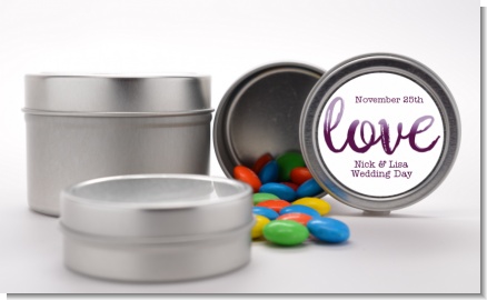 Watercolor LOVE - Custom Bridal Shower Favor Tins