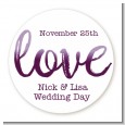Watercolor LOVE - Round Personalized Bridal Shower Sticker Labels thumbnail