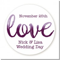 Watercolor LOVE - Round Personalized Bridal Shower Sticker Labels