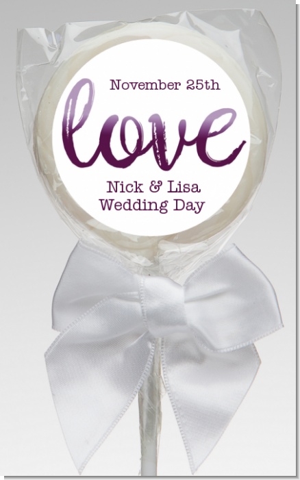 Watercolor LOVE - Personalized Bridal Shower Lollipop Favors