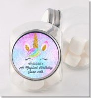 Watercolor Unicorn Head - Personalized Birthday Party Candy Jar