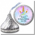 Watercolor Unicorn Head - Hershey Kiss Birthday Party Sticker Labels thumbnail
