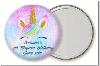 Watercolor Unicorn Head - Personalized Birthday Party Pocket Mirror Favors