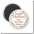 Watercolor Wreath - Personalized Christmas Magnet Favors thumbnail