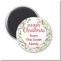 Watercolor Wreath - Personalized Christmas Magnet Favors