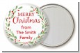 Watercolor Wreath - Personalized Christmas Pocket Mirror Favors thumbnail