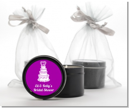 Wedding Cake - Bridal Shower Black Candle Tin Favors